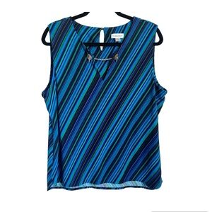 Calvin Klein Striped Tank Hook Chain Detail Sz XL